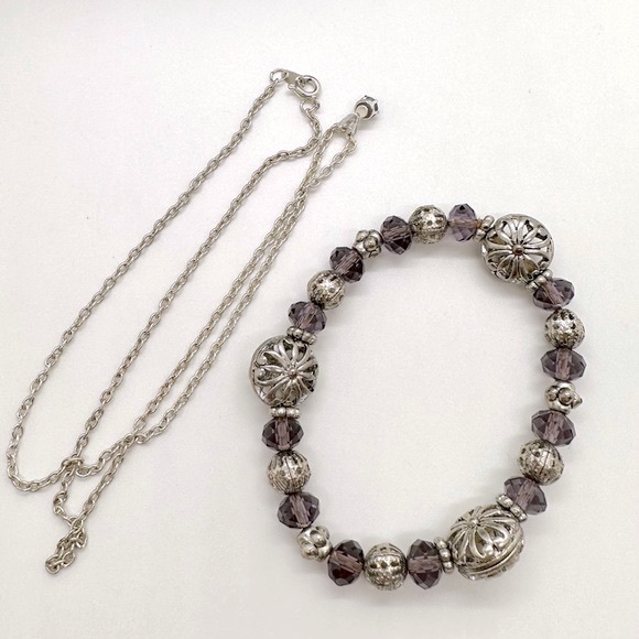 Vintage Amethyst crystal bracelet & Mystic Topaz necklace - Picture 5 of 10